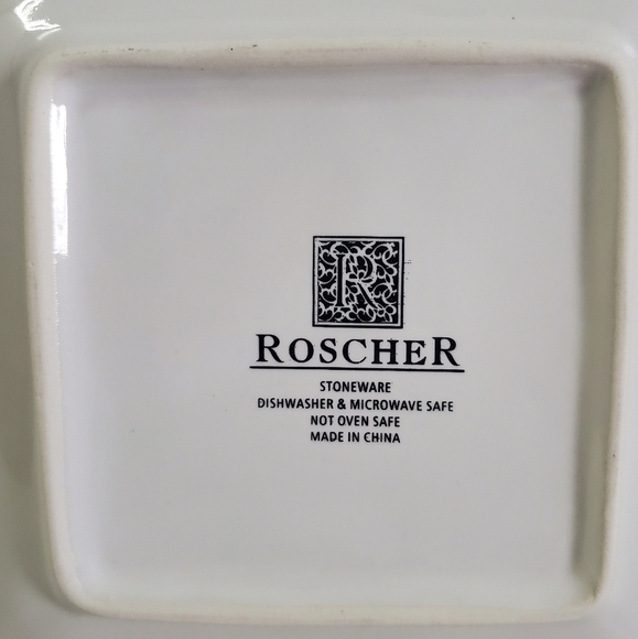 ROSCHER Blue African Elephant Jungle 6" Square Stoneware Plates Set of 4 - Picture 7 of 9